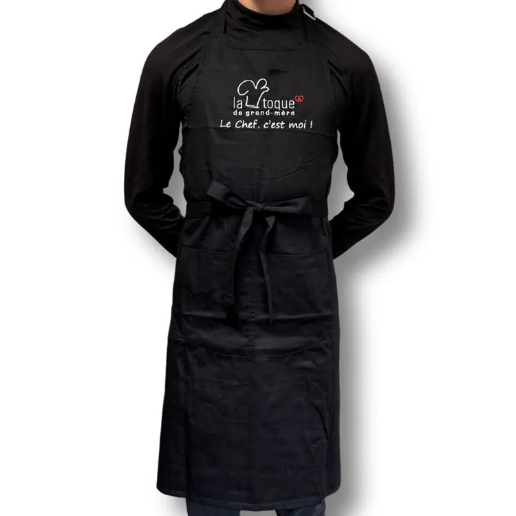 TABLIER NOIR "Le Chef, c'est moi !"
