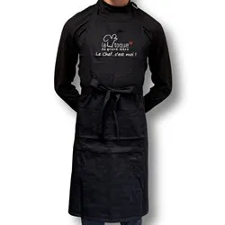 TABLIER NOIR "Le Chef, c'est moi !"