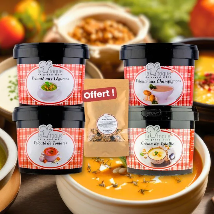 LOT 4 SOUPES + MINI CROQ SALADE
